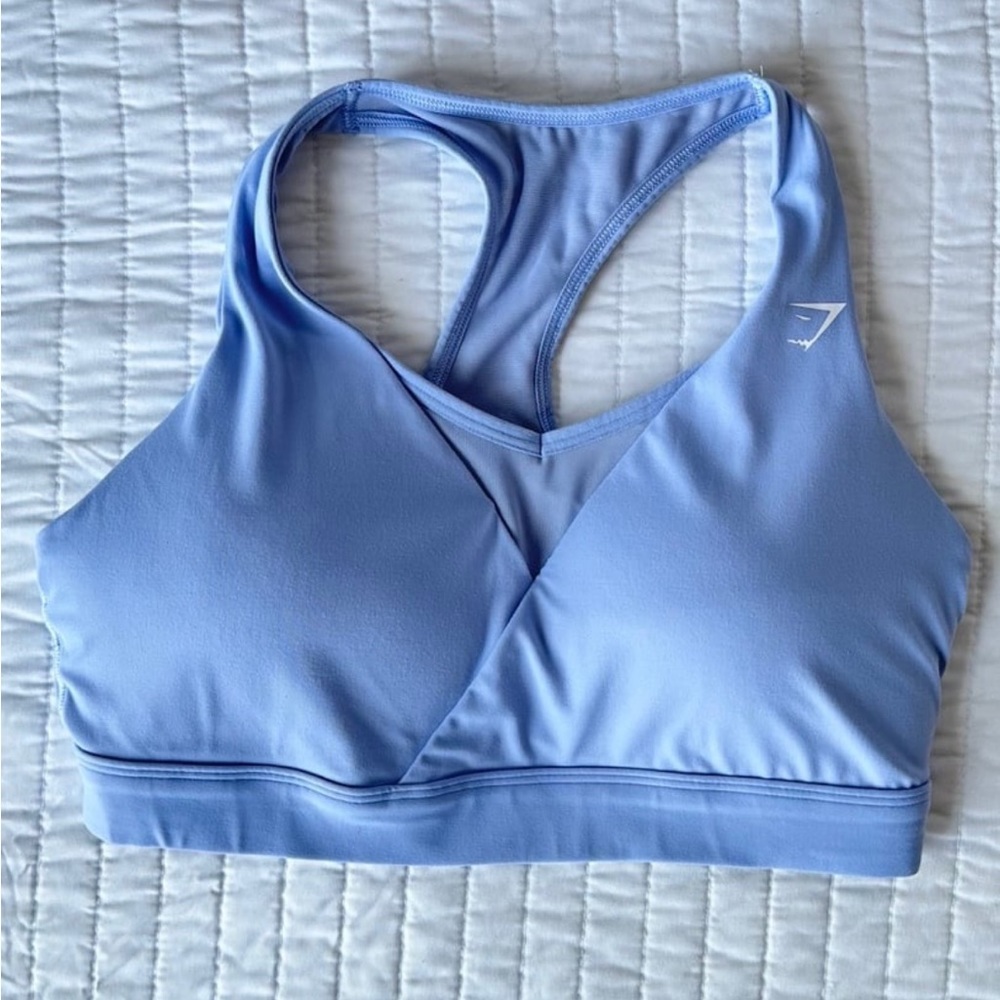 Gymshark Crossover Sports Bra in Surf Blue Size Large
